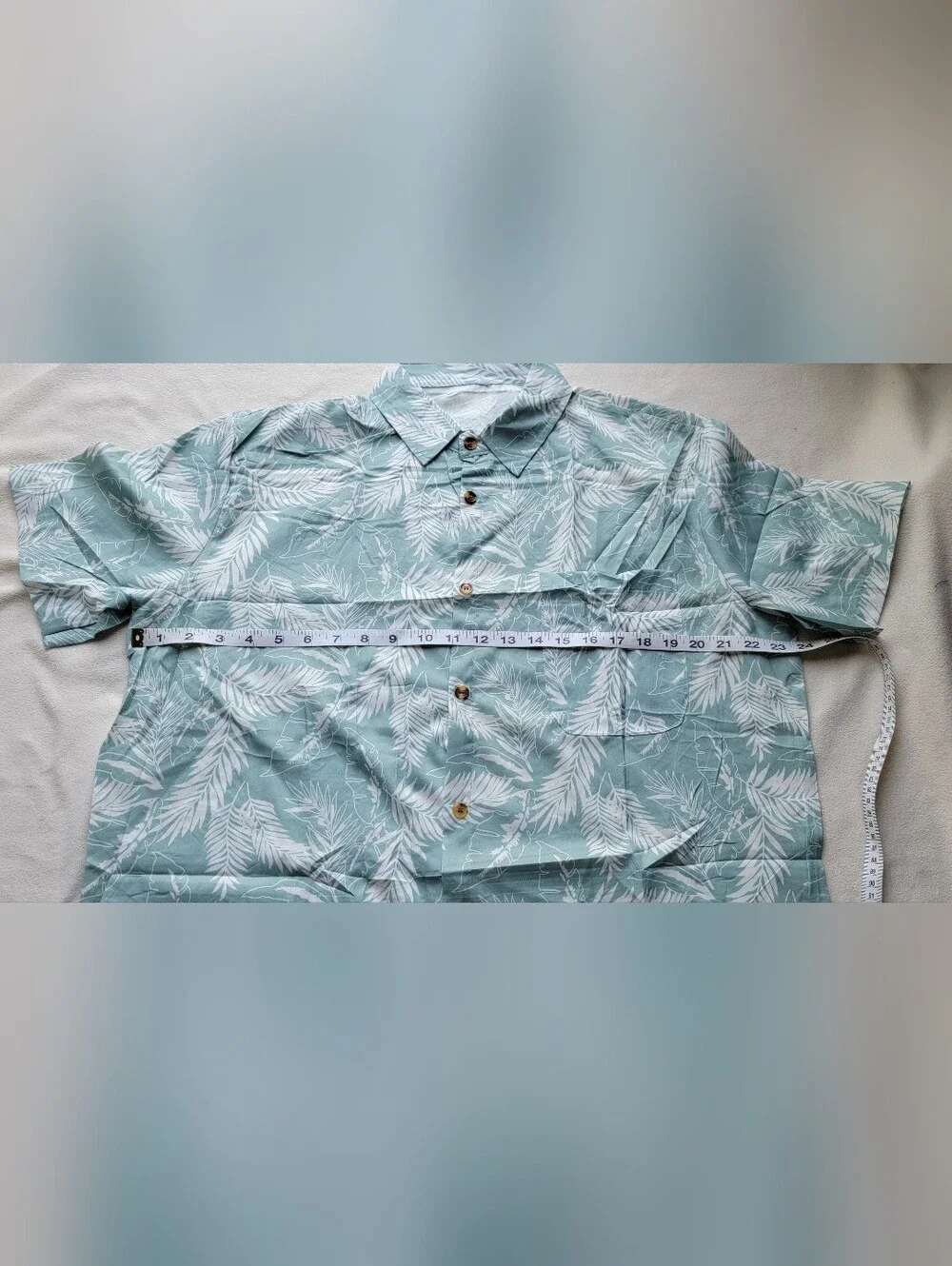 T.J.Maxx Light Teal Short-Sleeve Tropical Button-Down Shirt